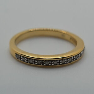 Macys Gold over Sterling Silver 925 Diamond Band Ring Gold Plated Round Size 7